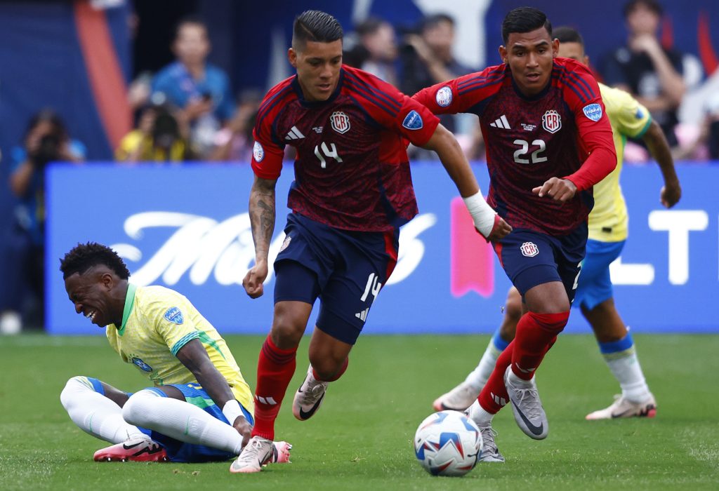 INGLEWOOD, CALIFORNIA – JUNE 24: Orlando Galo of Costa Rica controls the ball during the CONMEBOL Copa America 2024 Group D match between Brazil and Costa Rica at SoFi Stadium on June 24, 2024 in Inglewood, California. (Photo by Ronald Martinez/Getty Images)