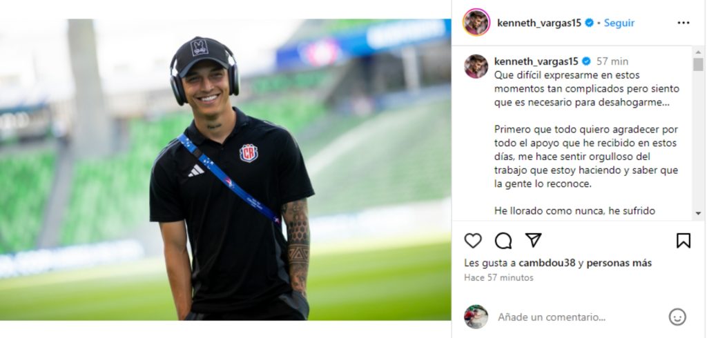 La publicación de Kenneth Vargas en su cuenta de Instagram.